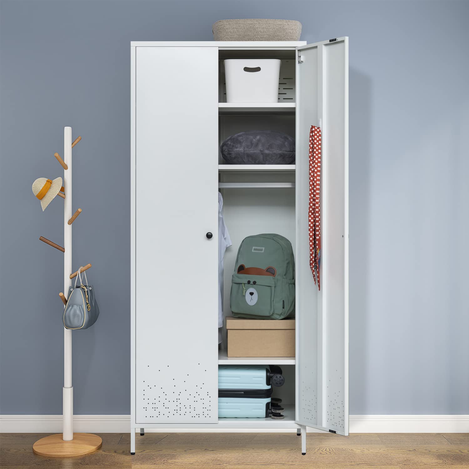 Storage Cabinet, Metal Wardrobe Armoire Closet