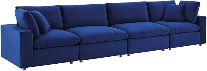 Commix Down-Filled Overstuffed Performance Velvet 4-Seater Sofa