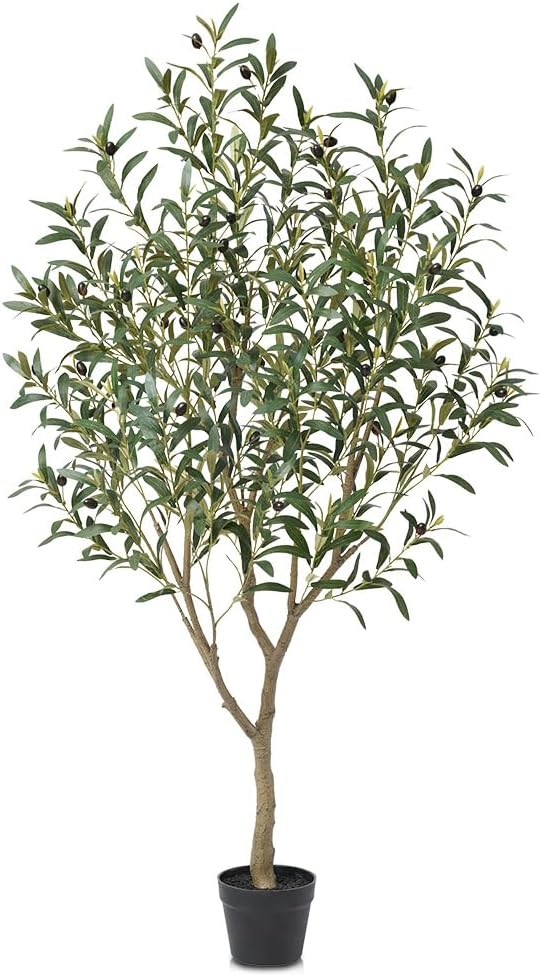 Artificial Olive Tree 5ft – Faux Olive Tree with UV Resistant Leaves - Tall Fake Plant in Pot