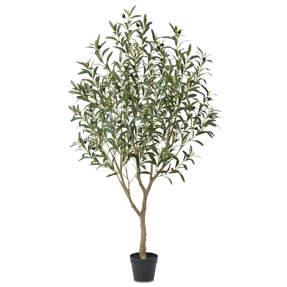 Artificial Olive Tree 5ft – Faux Olive Tree with UV Resistant Leaves - Tall Fake Plant in Pot