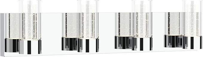 Modern 4-Light Vanity Light Fixture, Integrated Led and Premium Bubble Glass, for Bathroom