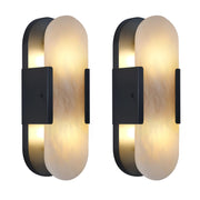 13.8 in Matte Black Alabaster Wall Sconces, Natural Marble Wall Sconces Indoor Alabaster