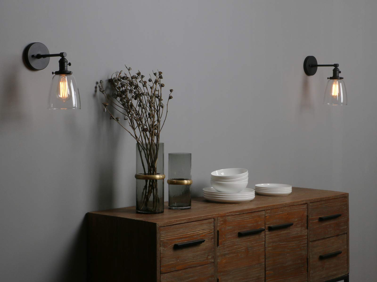 Industrial Wall Sconce Light 1-Light Black Sconce