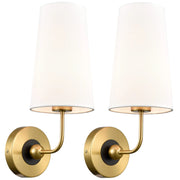 Cnetury Gold Wall Sconces Set of Two 1-Light Modern Fabric Shade Wall Lamp