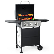 3 Burner BBQ Propane Gas Grill, Stainless Steel 30,000 BTU Patio Garden Barbecue Grill