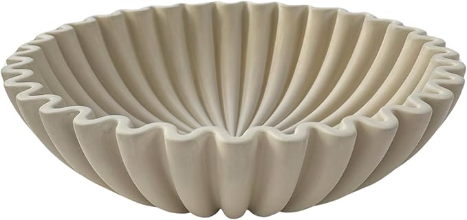 Concrete Decorative Bowl - White Large Decorative Bowls for Home Decor - Coffee Table