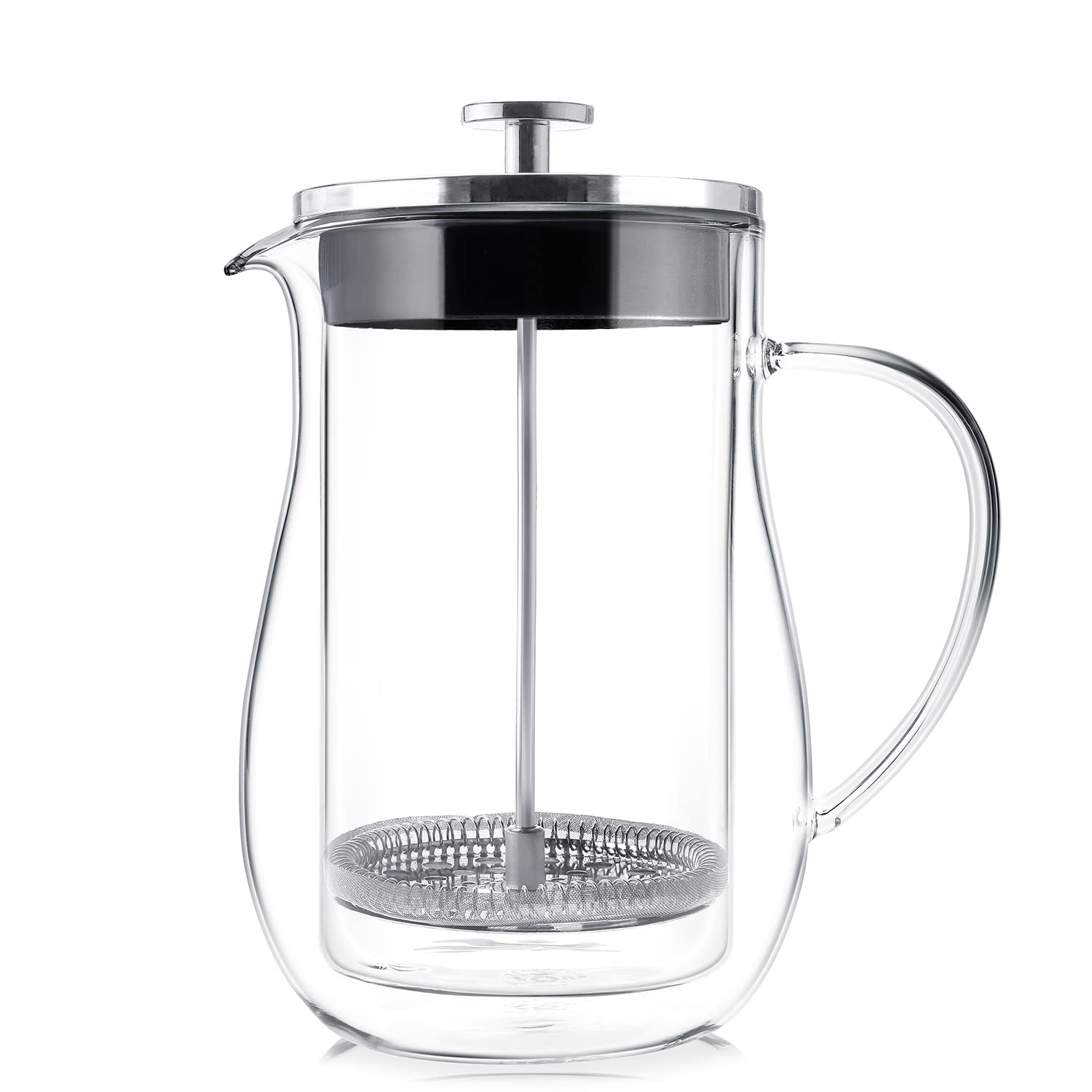 Stay-Hot Glass French Press – Insulated 27-Ounce (800 mL) Loose Tea Steeper