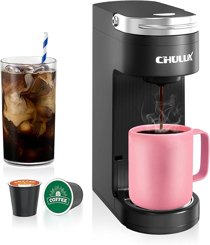 Slim Single Serve Coffee Maker for K Pods, One Cup Coffee Maker Fits 7.3" Travel