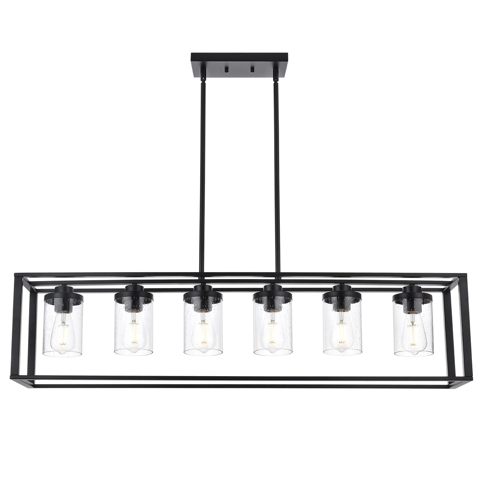 6-Lights Kitchen Island Lighting with Seeded Glass