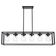 6-Lights Kitchen Island Lighting with Seeded Glass