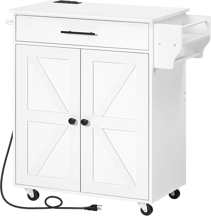 Kitchen Island With Power Outlet, Storage Island With Large Worktop