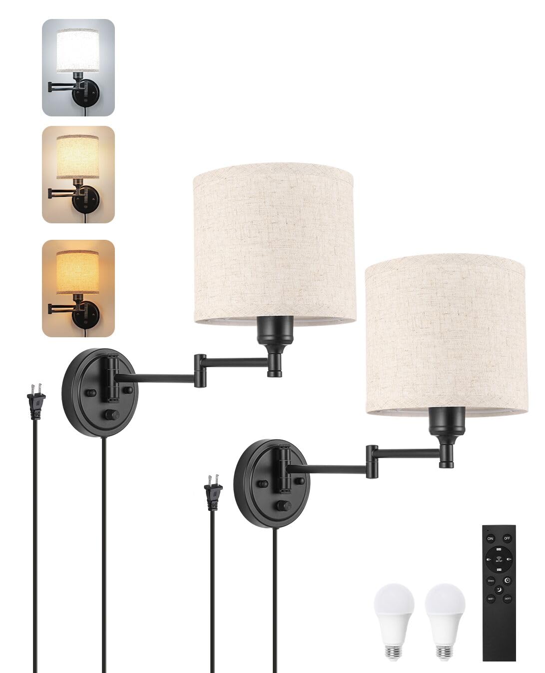 Remote Control, Dimming 10%-100% & Adjustable Colors 2700K-6500K,