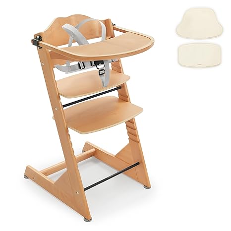 3-in-1 Convertible Wooden Toddler High Chair, Baby Feeding Chair with Removable Tray