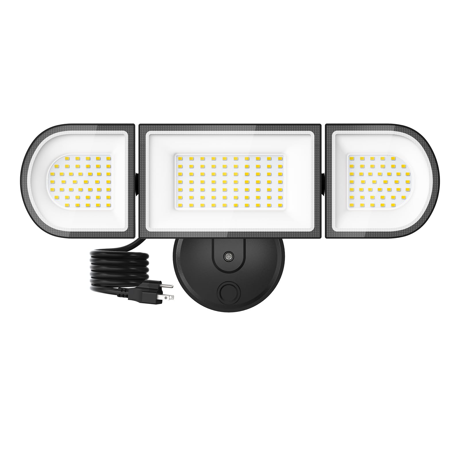150W Outdoor LED Flood Light Plug in, Exterior Floodlights with 3 Adjustable Heads