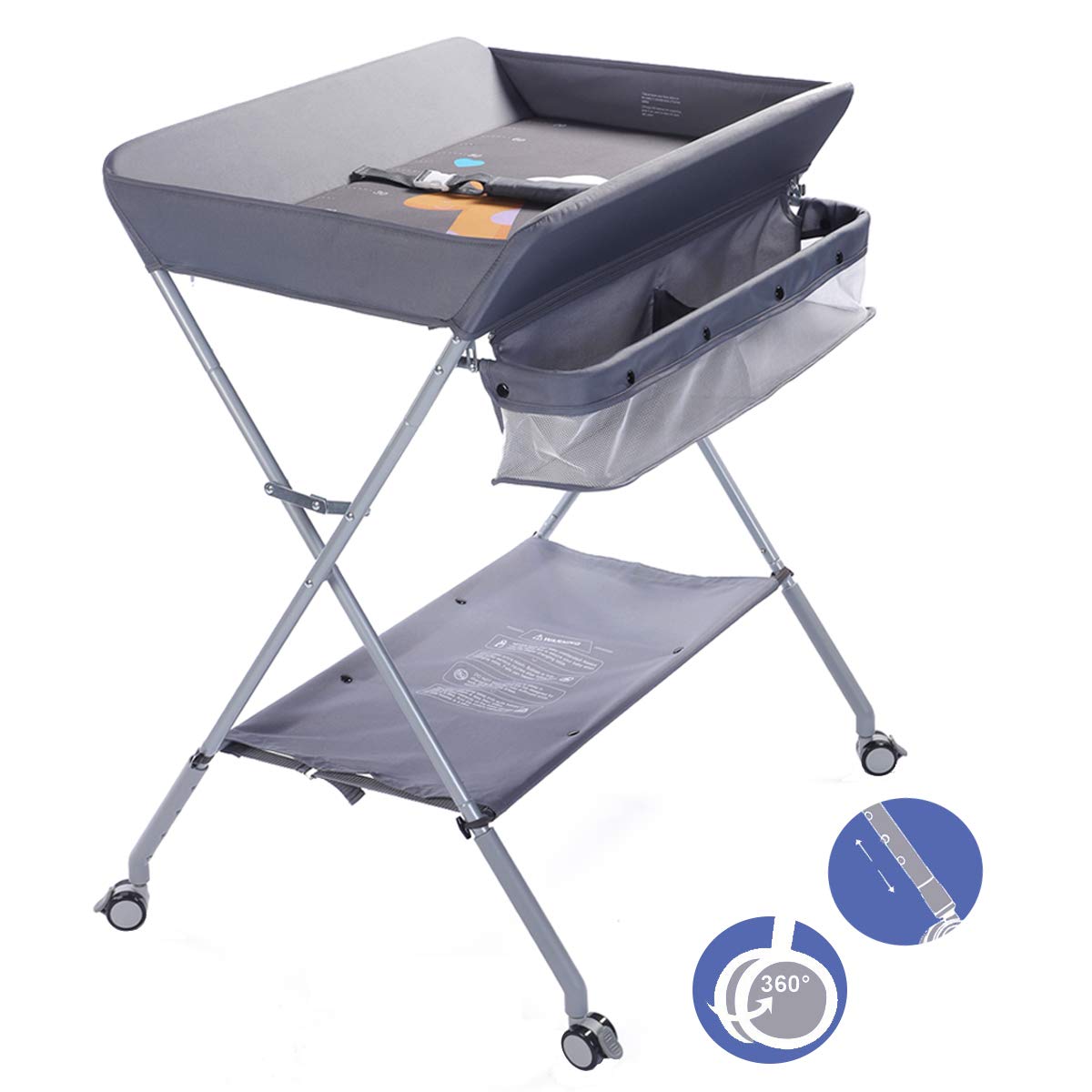 Baby Changing Table Portable Folding Diaper Changing Station with Wheels