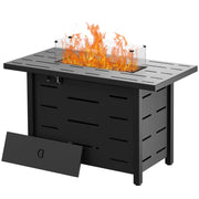 Outdoor Propane Fire Pit 50,000 BTU Gas Fire Pit Table with Lid, Waterproof Cover