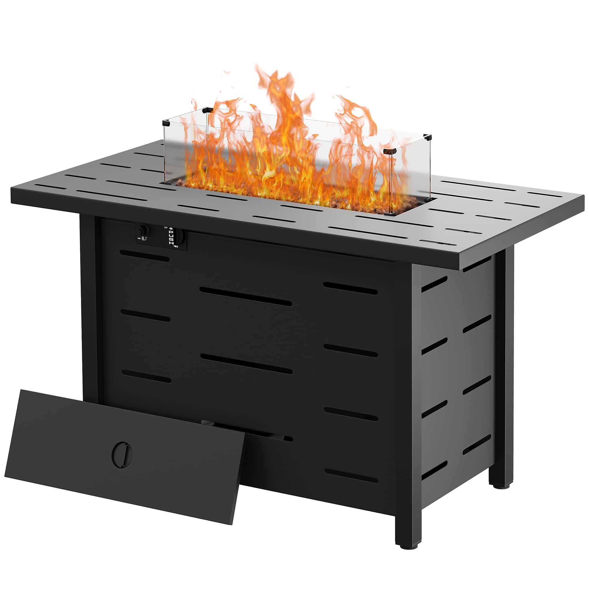 Outdoor Propane Fire Pit 50,000 BTU Gas Fire Pit Table with Lid, Waterproof Cover