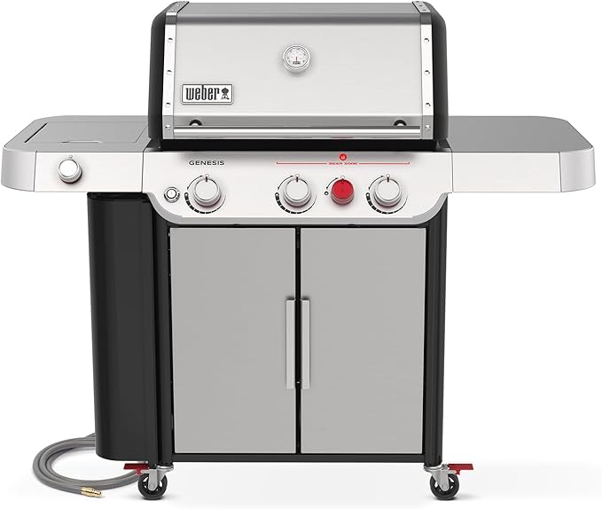 Genesis E-335 Gas Grill for Outdoor Cooking, 3 Burners and 1 Side Burner