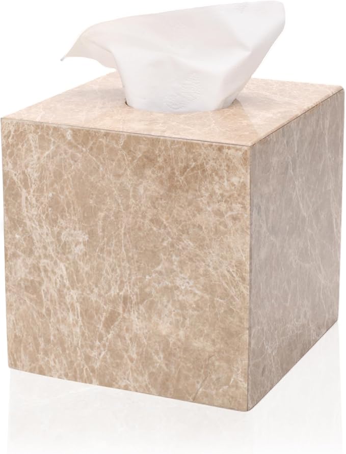 Tissue Box Cover Italy Natural Marble Heavy Duty Square Facial Toilet Paper Holder