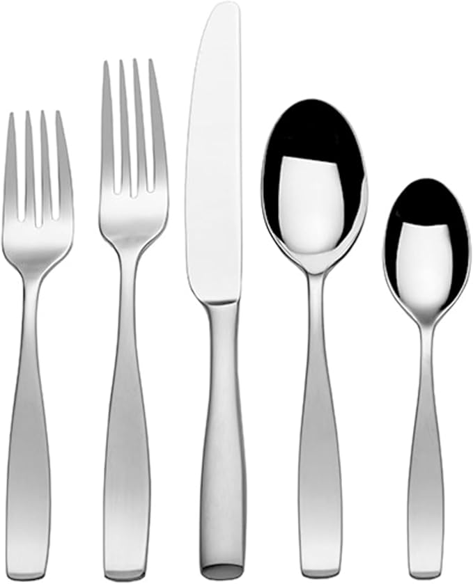 Virtuoso Frost Flatware Service for 12, 65 Piece Set, 18/10 Stainless Steel, Silverware