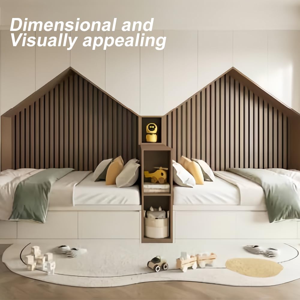 Board 2PCS Wood Slat Acoustic Wall Panels for Ceiling and Wall Decor 3D Fluted Sound