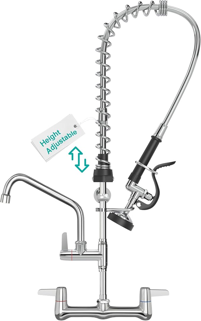 with Sprayer Wall Mount : Rnatflu 8 inch Center Commercial Sink Faucet