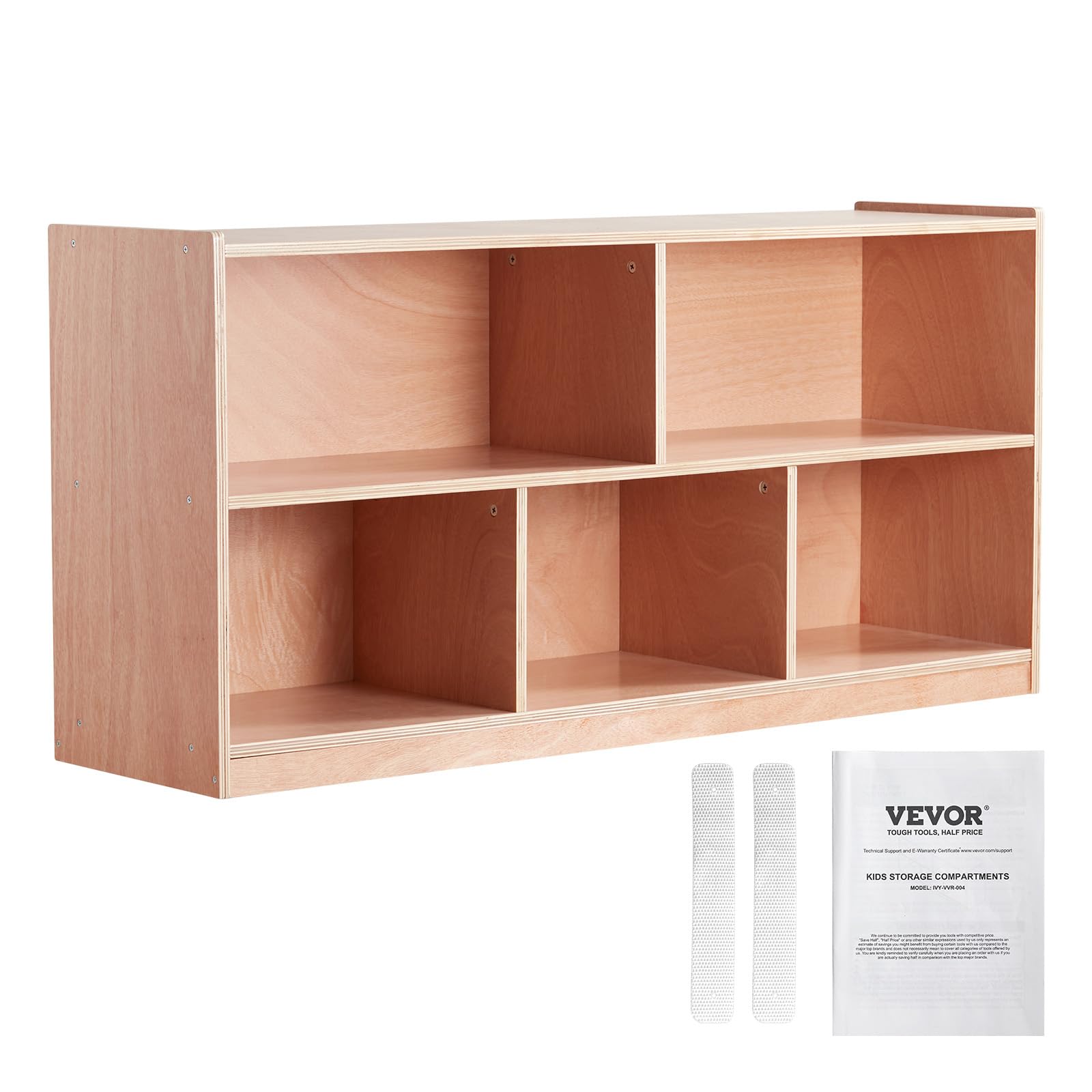 Storage Cabinet, 5-Compartment Cubby Storage Shelf, 48''W Kids Toy Storage
