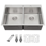 33 Inch Drop In Kitchen Sink Double Bowl - 33 x 22 Drop Sink Stainless