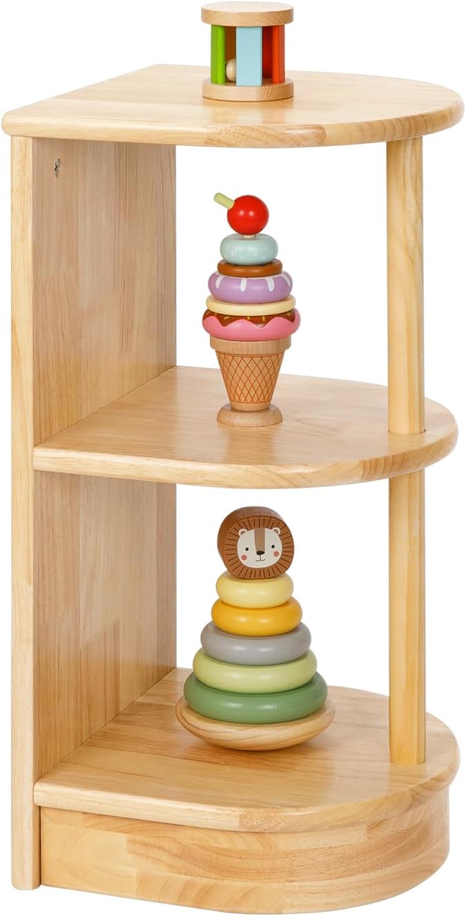 Wood Montessori Shelf and Toy Storage, 23.6" L, Compact Toddler Bookshelf