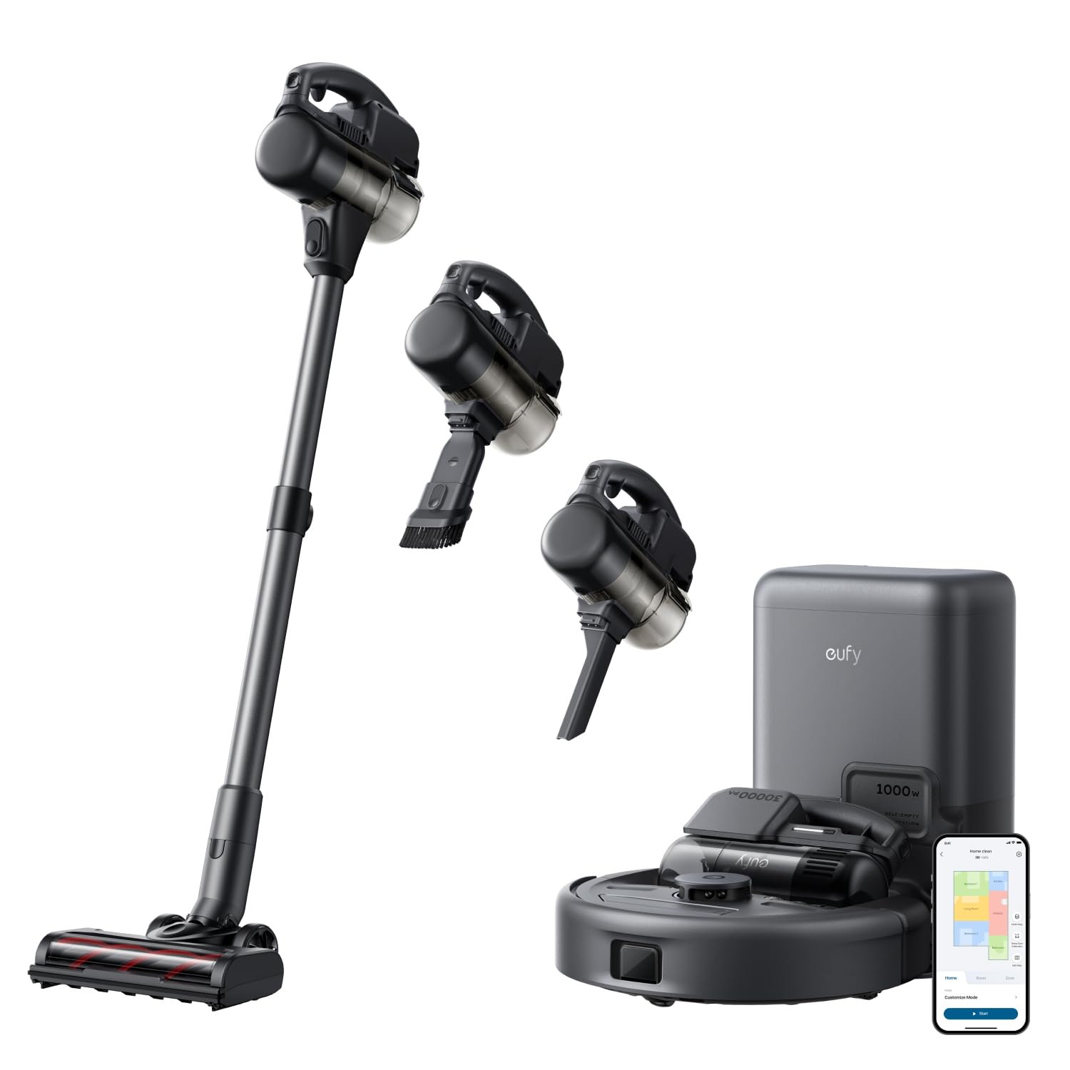 Robot Vacuum 3-in-1 E20,with Versatile Stick and Handheld Vacuum Cleaner Combo