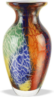 Badash Firestorm Murano-Style Glass Vase - 11" Tall Decorative Mouth-Blown Art
