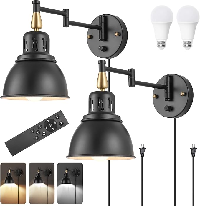 ble Swing Arm Wall Lights with Plug in Cord Wall Mounted Light