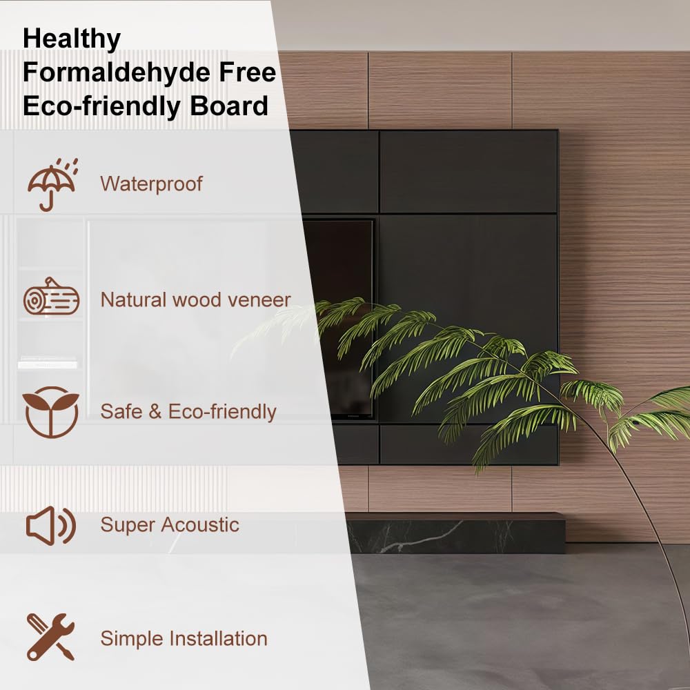 Board 2PCS Wood Slat Acoustic Wall Panels for Ceiling and Wall Decor 3D Fluted Sound