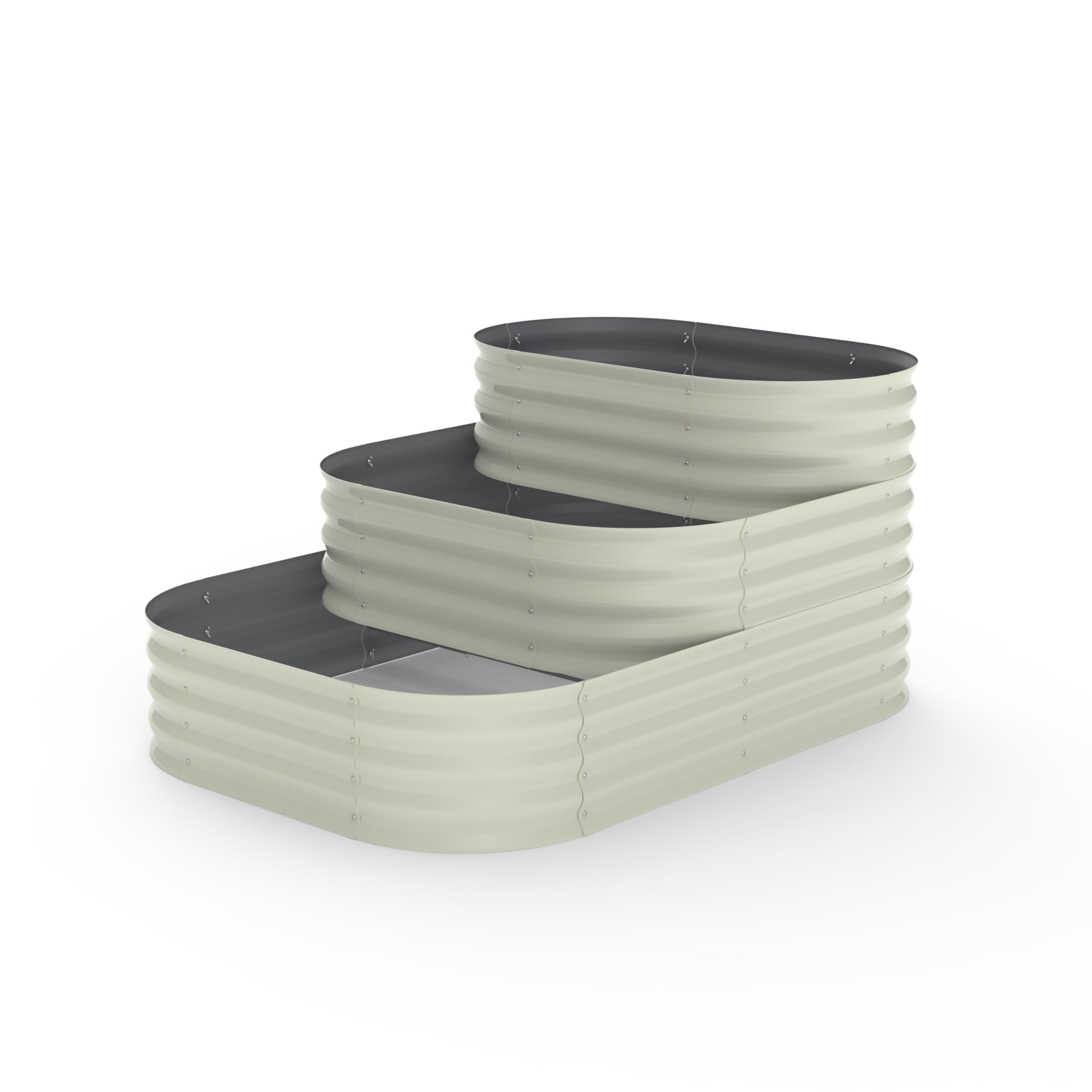Tiered Raised Garden Bed Kit with Open Base – 43x63x31.5 Oval Ground-Connected