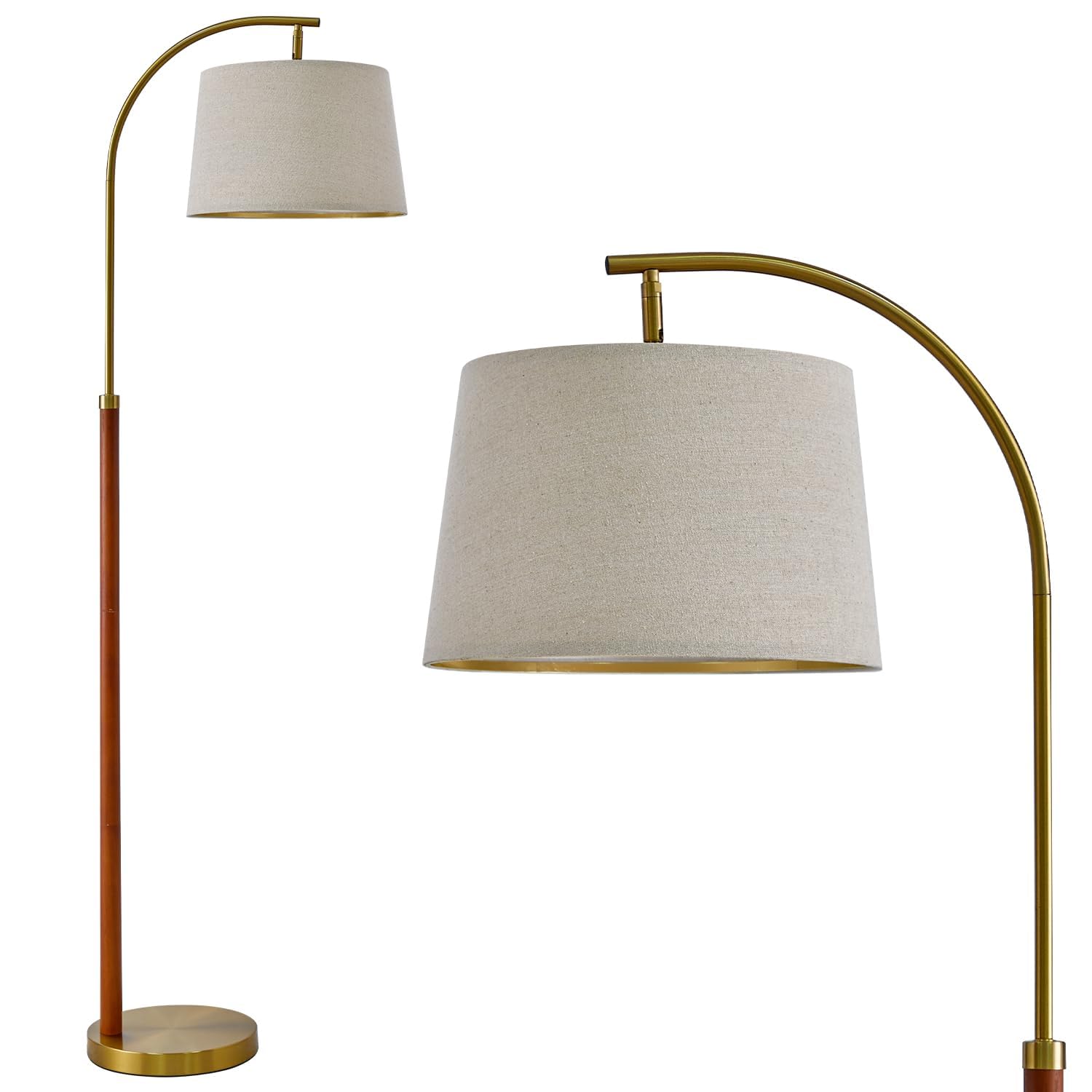 Floor Lamp for Living Room with Foot Switch Wood Standing Lamp Tall Lamp