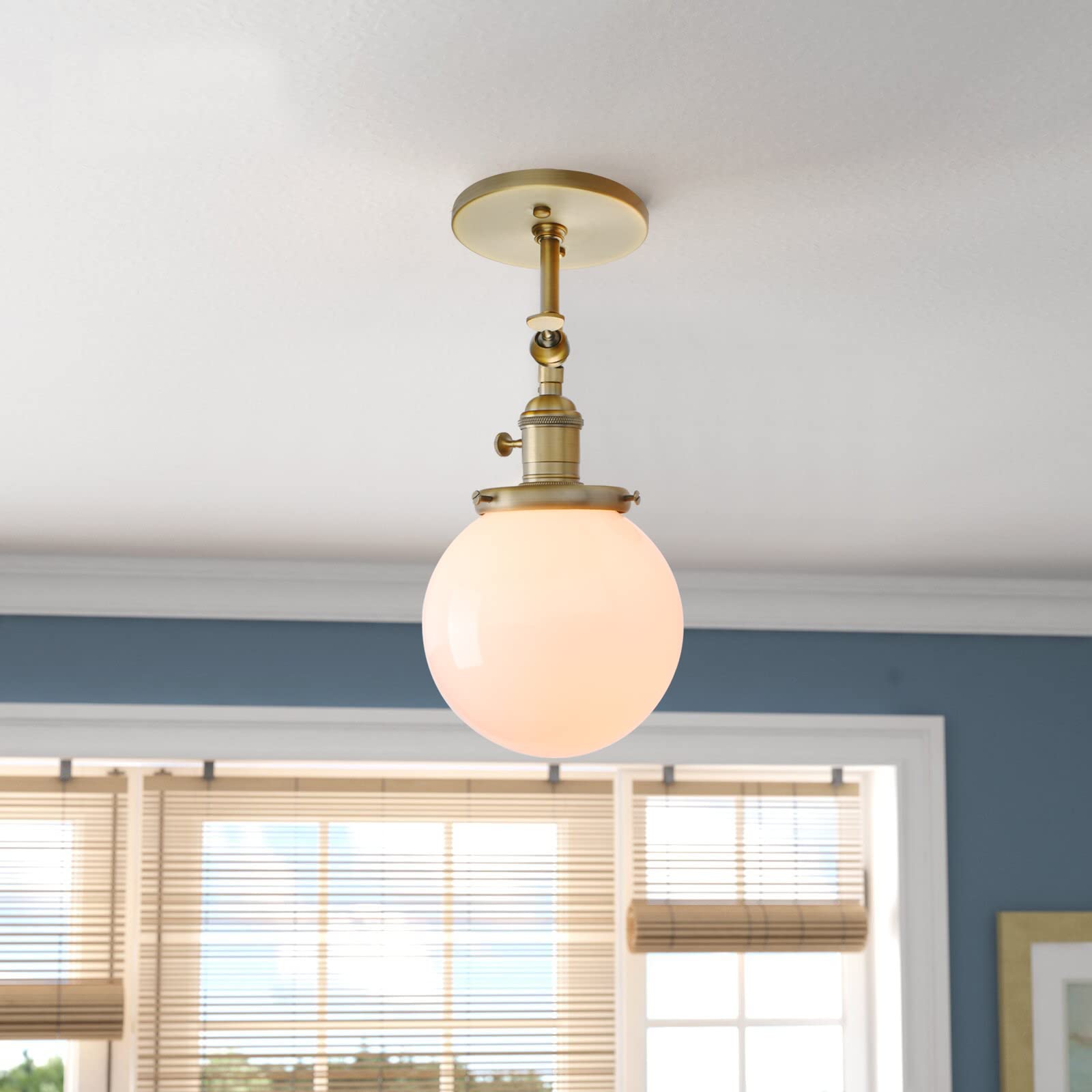 Vintage Wall Sconce Lighting Fixture with 5.9" Round Globe Milk