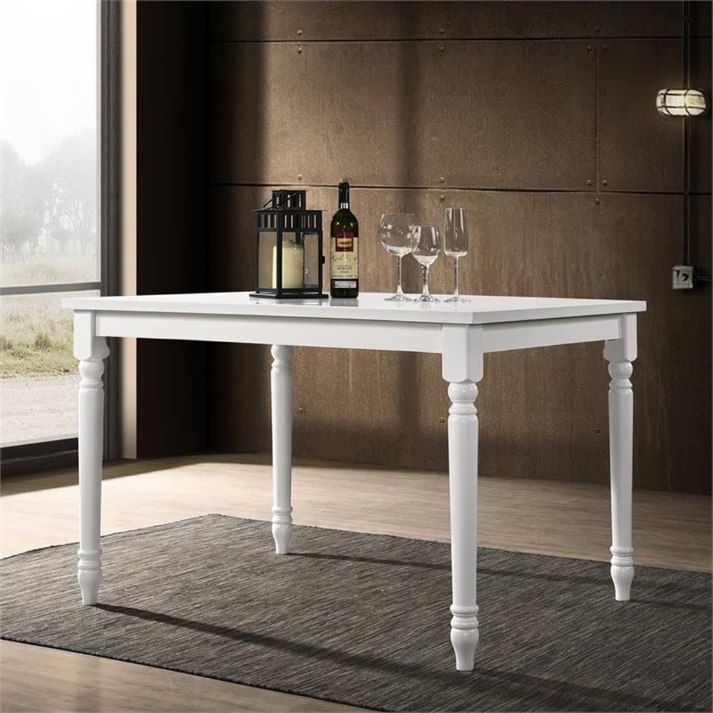 Draven Farmhouse Wood Dining Table in White