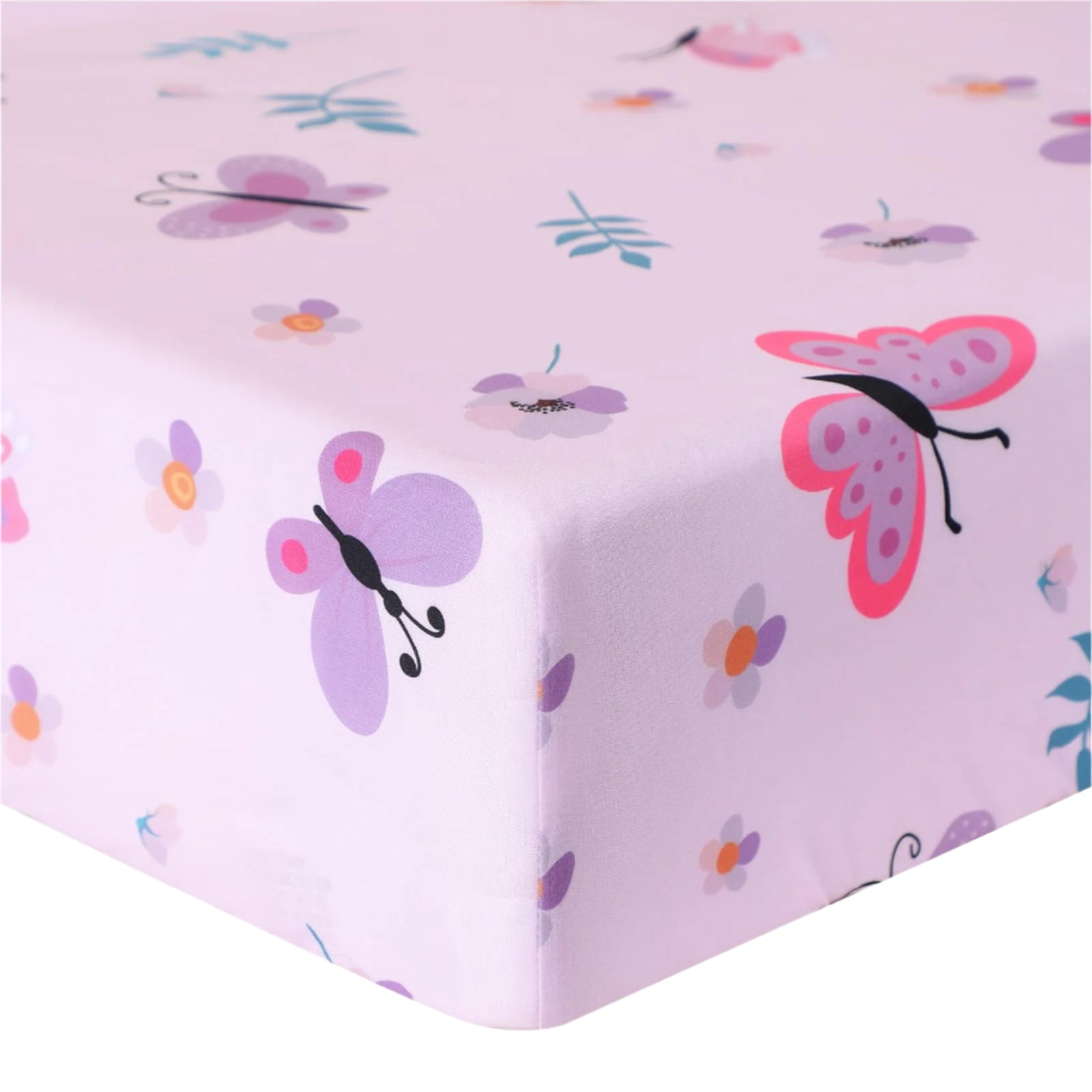 3 Pieces Butterfly Nursery Crib Bedding Set for Girls, Standard Size Bedding