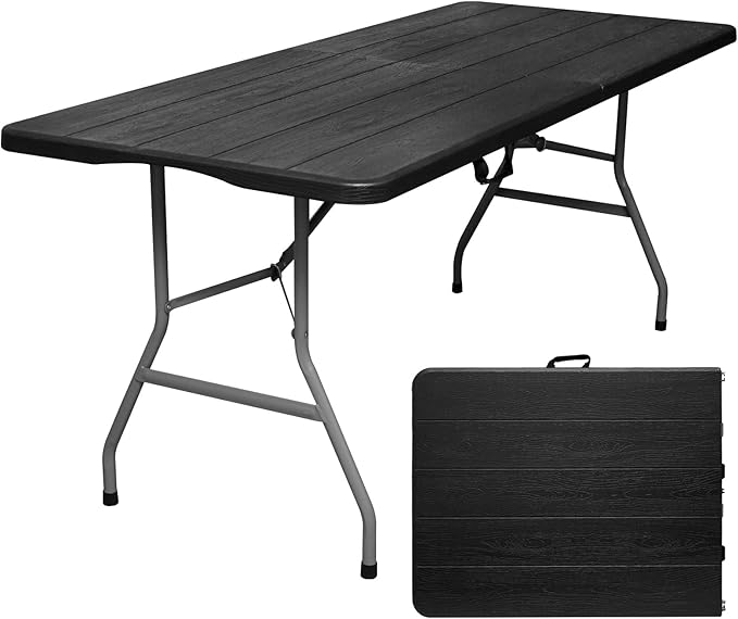 Folding Table 6ft Portable Heavy Duty Plastic Fold-in-Half Utility Foldable