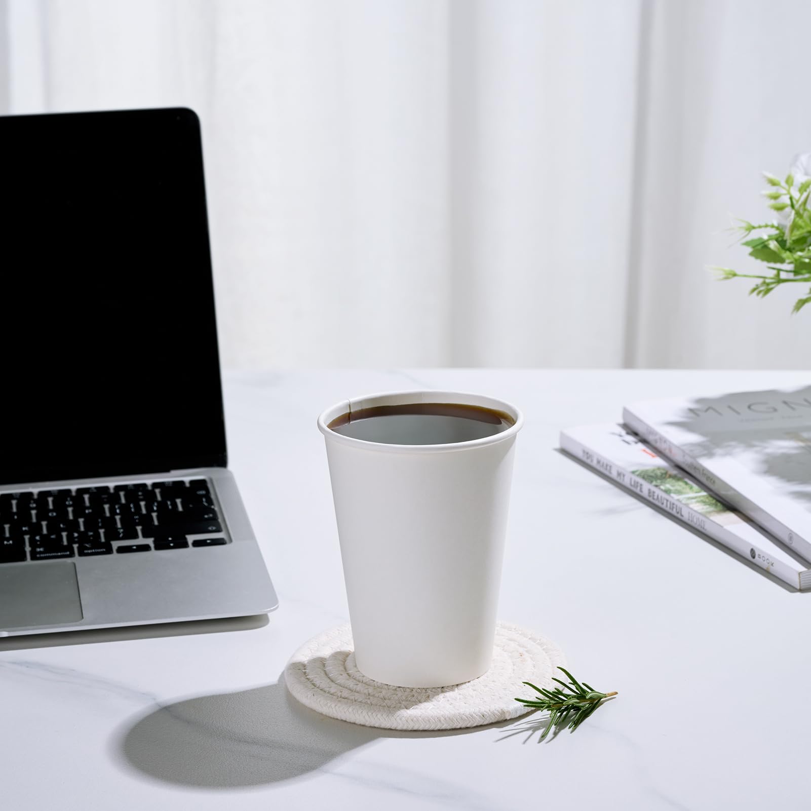 1000 pack Paper Cup 12 oz, Bulk White Paper Cups