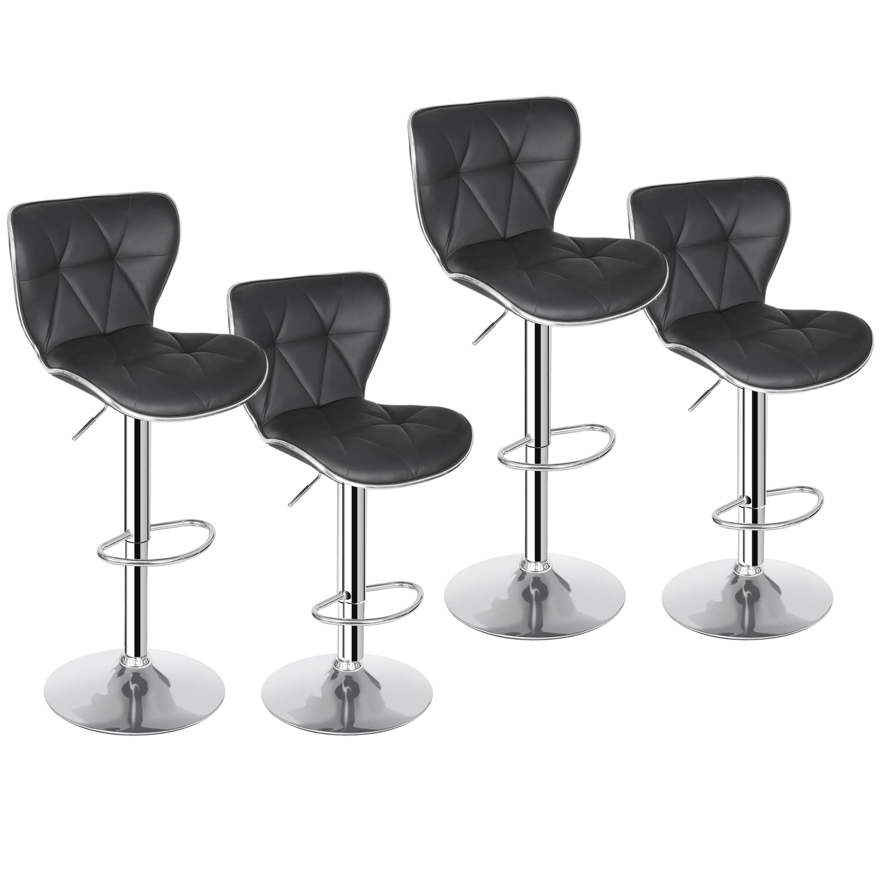 Counter Height Bar Stools Setof 4, Modern PU Leather Swivel Adjustable Bar Stool