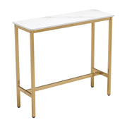 40" Bar Table,Rectangular Industrial Bar Height Table with Sturdy Gold Metal Frame