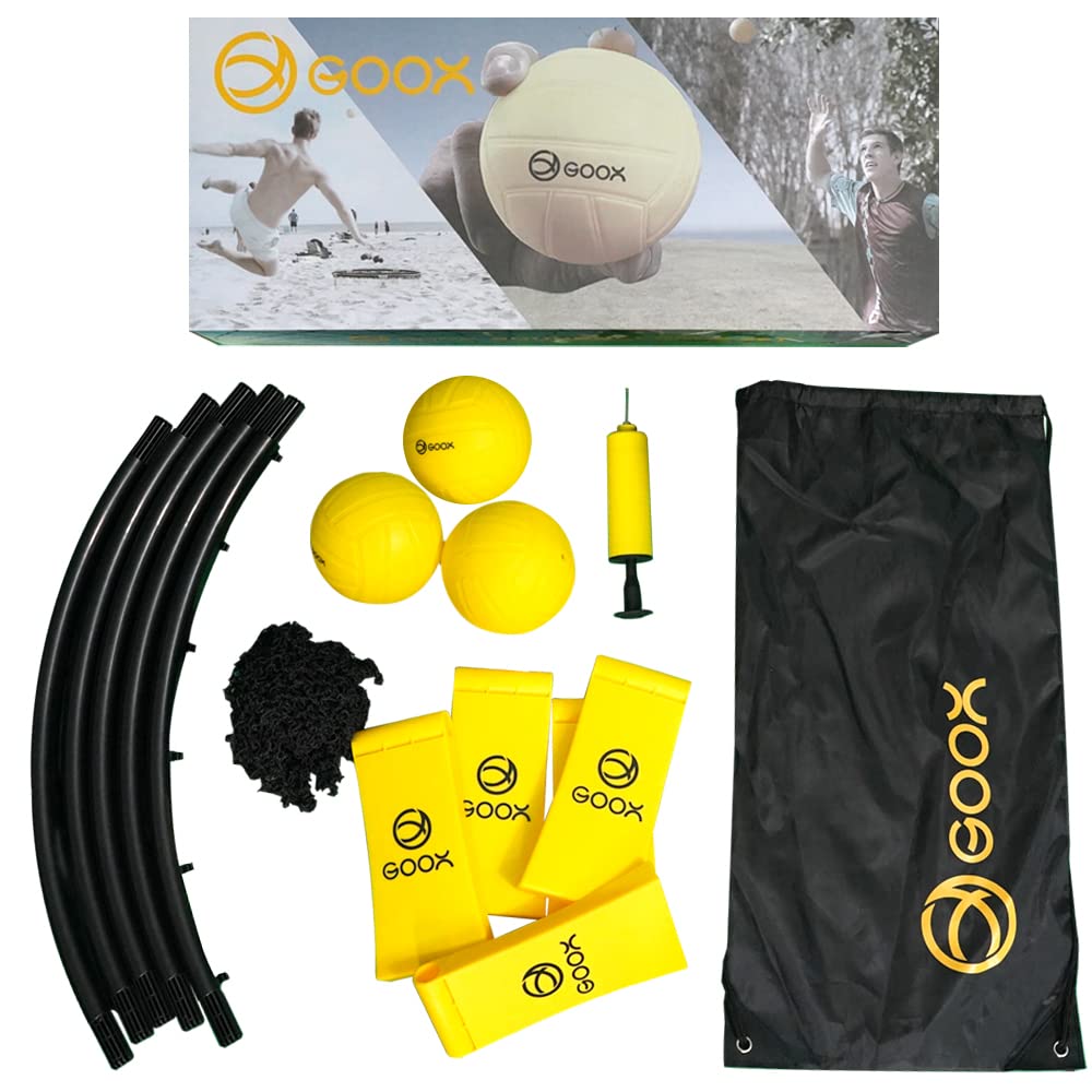 Outdoor Beach Ball Games with Carrying Bag, 3 Balls, Net and Strip Light