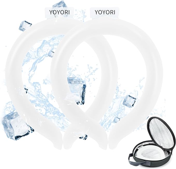 2PCS Neck Cooling Tube with Cold Insulated Bag,Reusable Ice Neck Ring Wearable Body