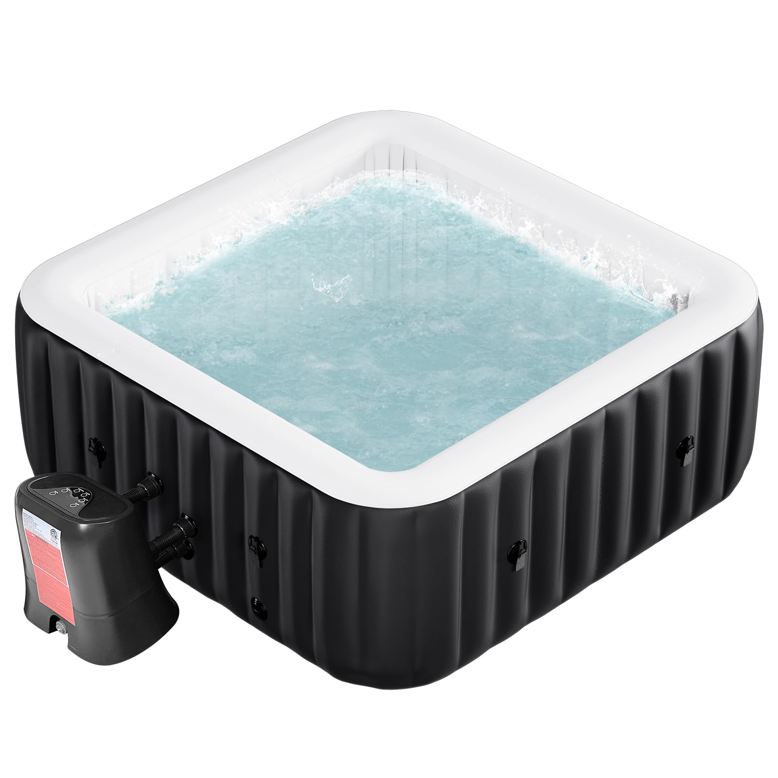 Person Inflatable Hot Tub, Large Square Portable Blow up Hot Tub