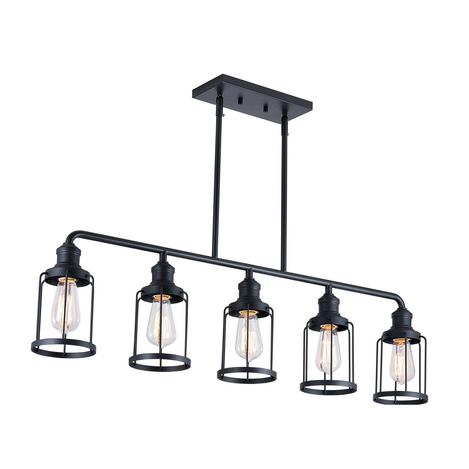 Kitchen Island Light,5-Light Dining Room Light Fixture, Cage Linear Pendant Lighting