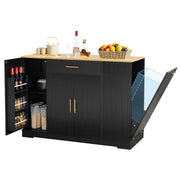 53" Long Kitchen Island with Trash Can Storage