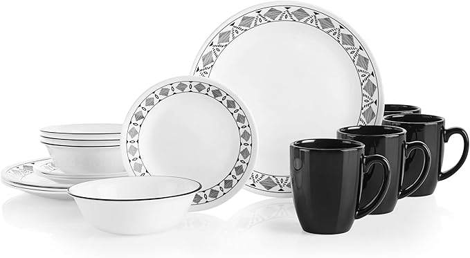 Cusco 16 piece Dinnerware Set Service for 4 black
