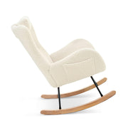 Rocking Chair Nursery, Teddy Upholstered Rocker Glider Chair with High Backrest