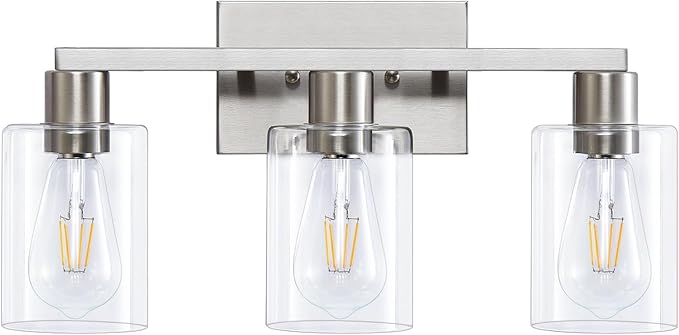 6-Light Vanity Lights,Large Vanity Light for Bathroom Black Vanitii Lights with Clear Glass